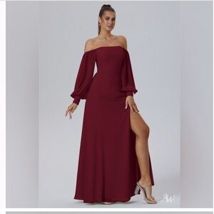 Beautiful off shoulder red maxi dress with slit NWOT prom dress wedding guest